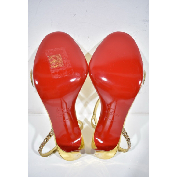 Christian Louboutin Rosalie Strass 100 Gold Ankle Strap Sandal Heel Pump 42 - Picture 12 of 12
